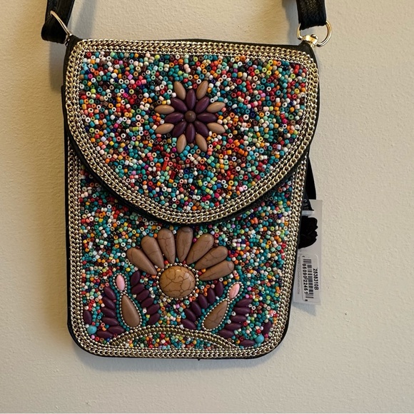 Coco + Carmen Artisan Beaded Crossbody Purse/Bag Colorful Adjustable Strap New - Picture 3 of 10